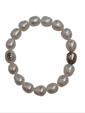 Silpada Vintage Sterling Silver & Large Baroque Freshwater Pearl Bracelet